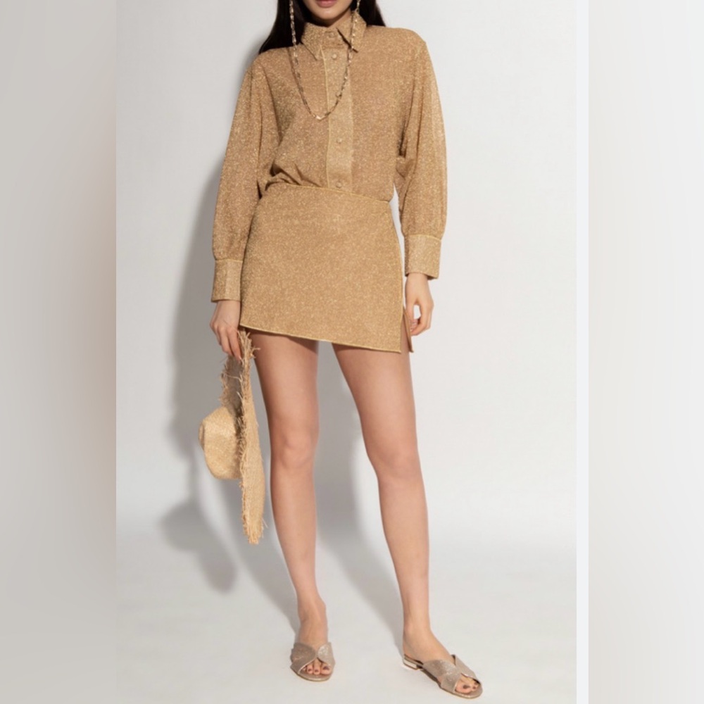 Oseree Lumiete’ Gold Mini Skirt and Blouse SET